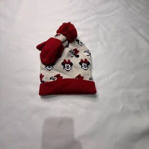 Disney Red and White Minnie Mouse Hat and Gloves